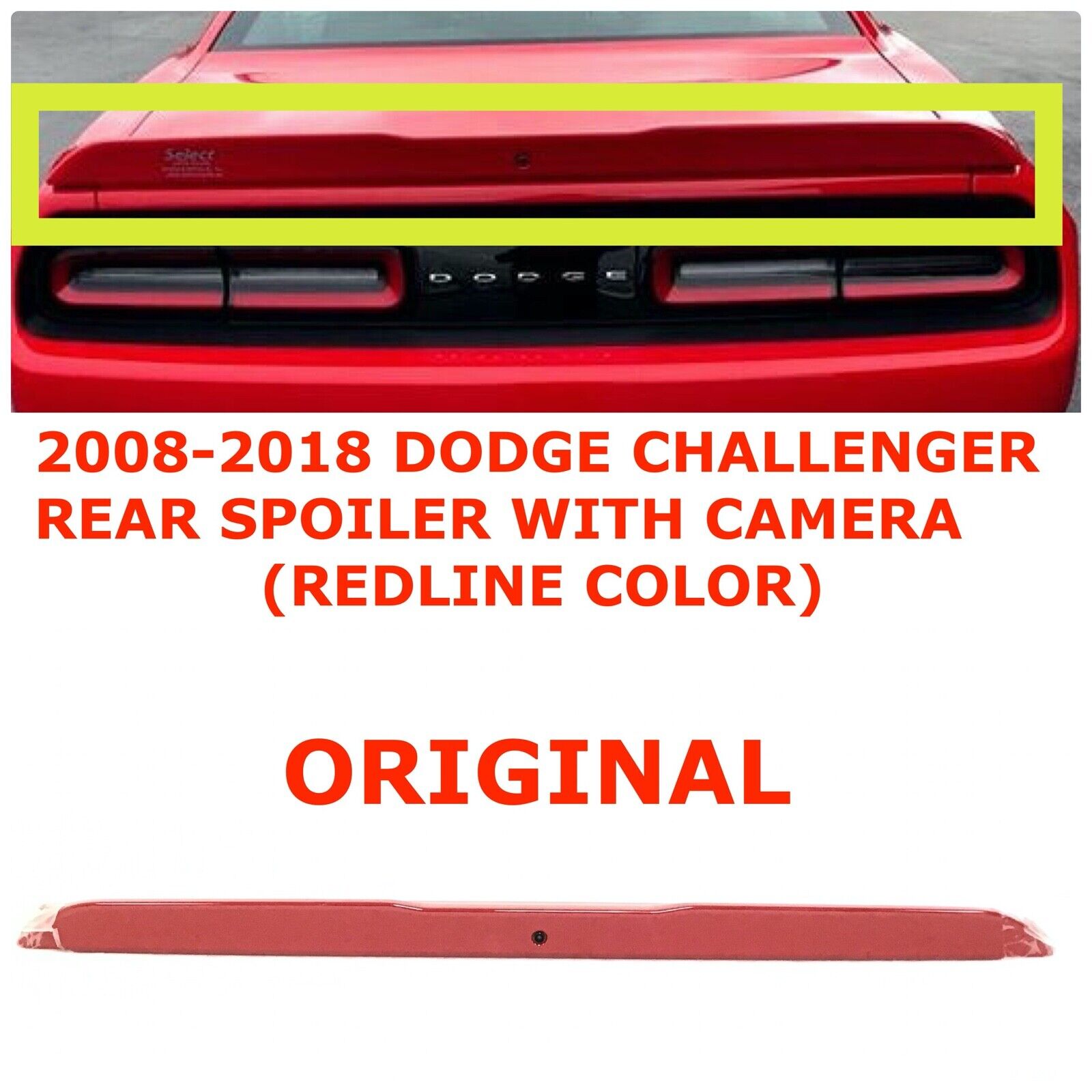 2008-2018 Dodge Challenger rear spoiler wing w/camera REDLINE 1ZB40JRYAF