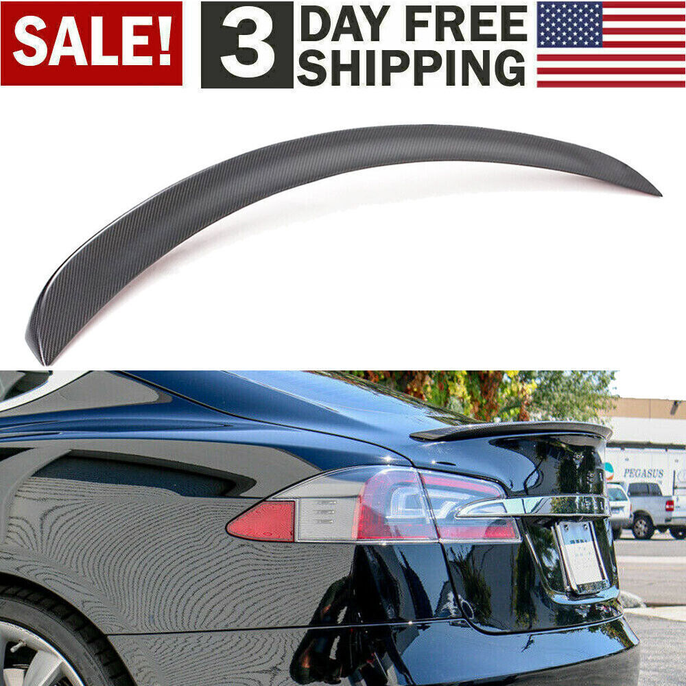 For 2012-2023 Tesla Model S Sedan Spoiler Wing Carbon Fiber Rear Trunk Lip US