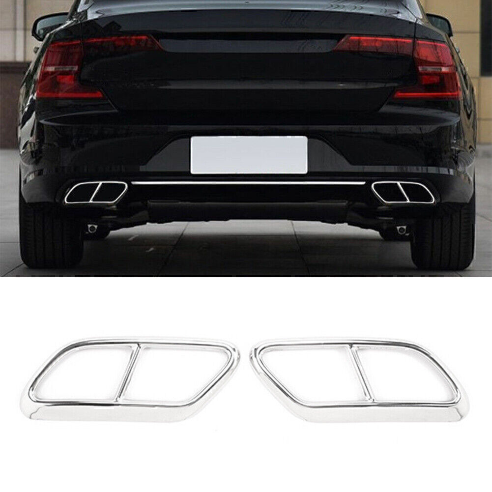 Pair Rear Exhaust Muffler Tail Pipe Cover Trim For Volvo V90 S90 2016-2020 2017