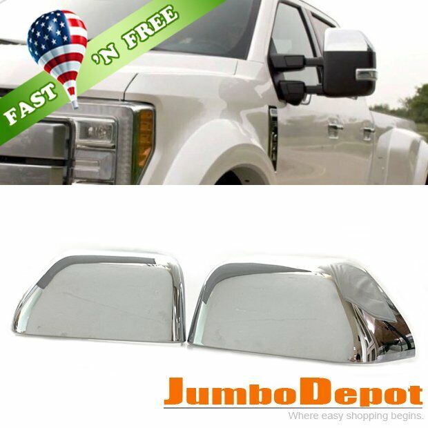 US Chrome Side Top Half Mirror Cover Trim Fit 2017-2022 Ford F250 350 Super Duty