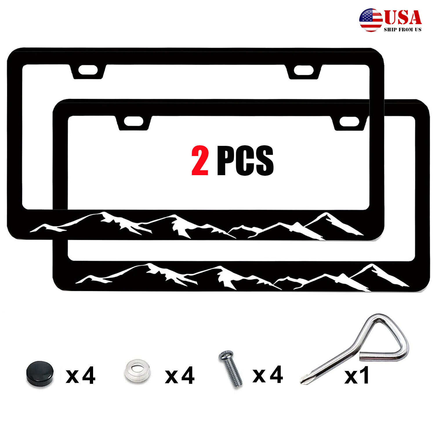 2X For Nissan Accessories Mountain Raised Car License Plate Frame Cover Black
