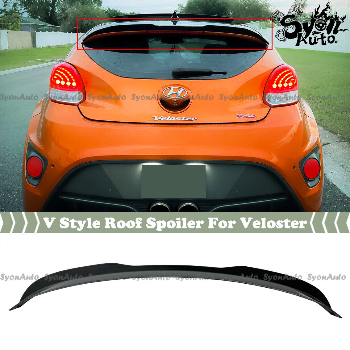 FITS 2012-2018 HYUNDAI VELOSTER TURBO GLOSSY BLACK V STYLE ROOF SPOILER WING LID