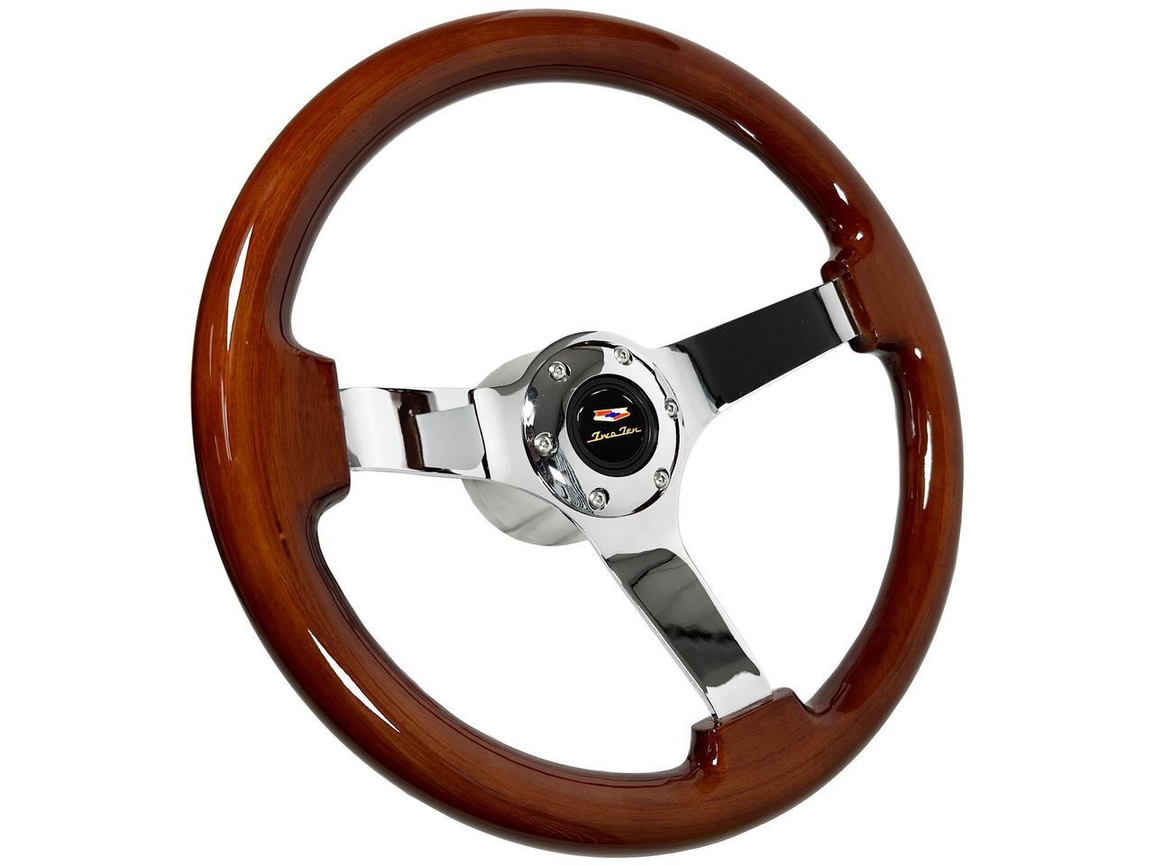 1953-57 Chevrolet 210 6-Bolt Mahogany Wood Steering Wheel Kit, Two Ten Button