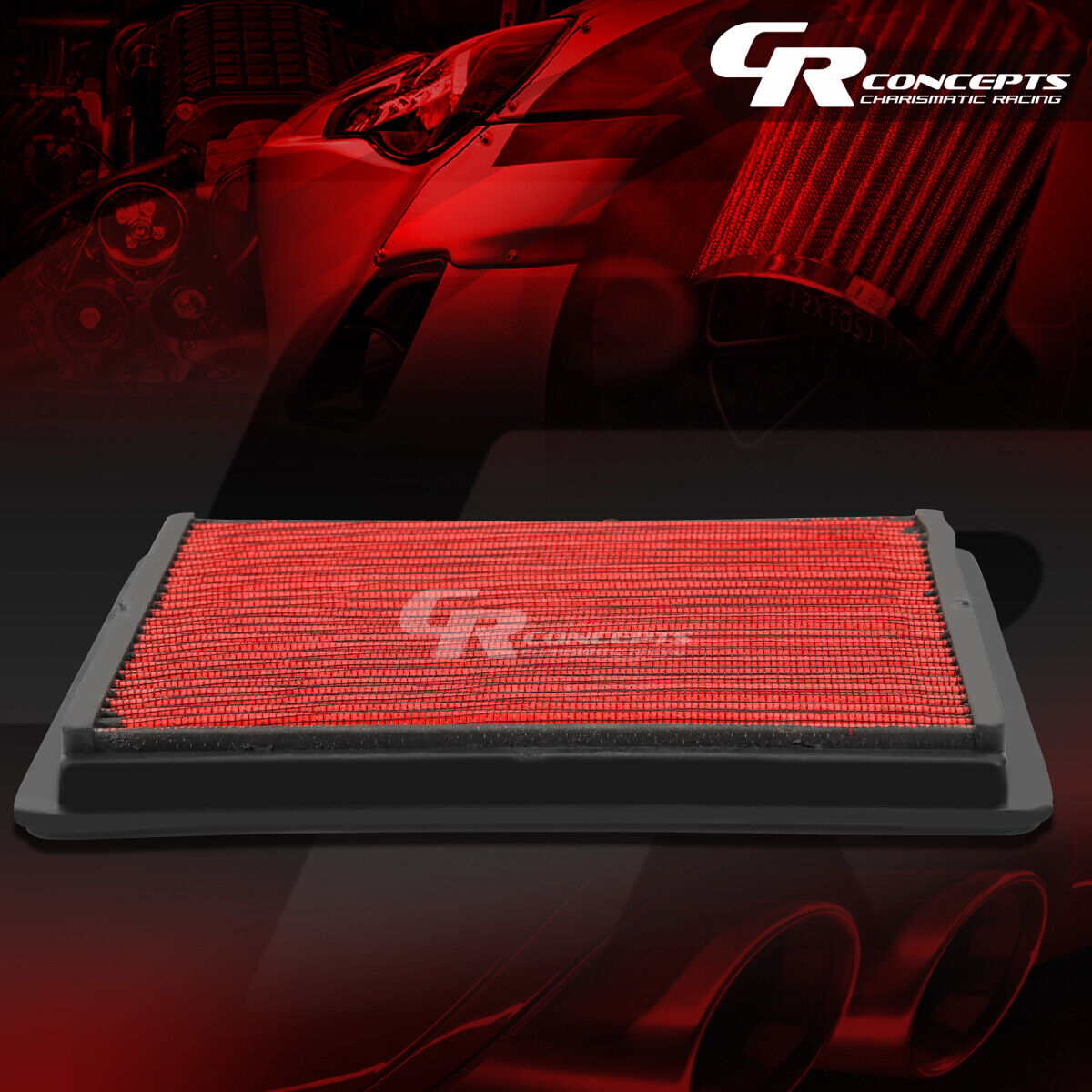 RED WASHABLE HIGH FLOW AIR FILTER FOR 05-10 FORD MUSTANG/GT 07-08 SHELBY V6/8