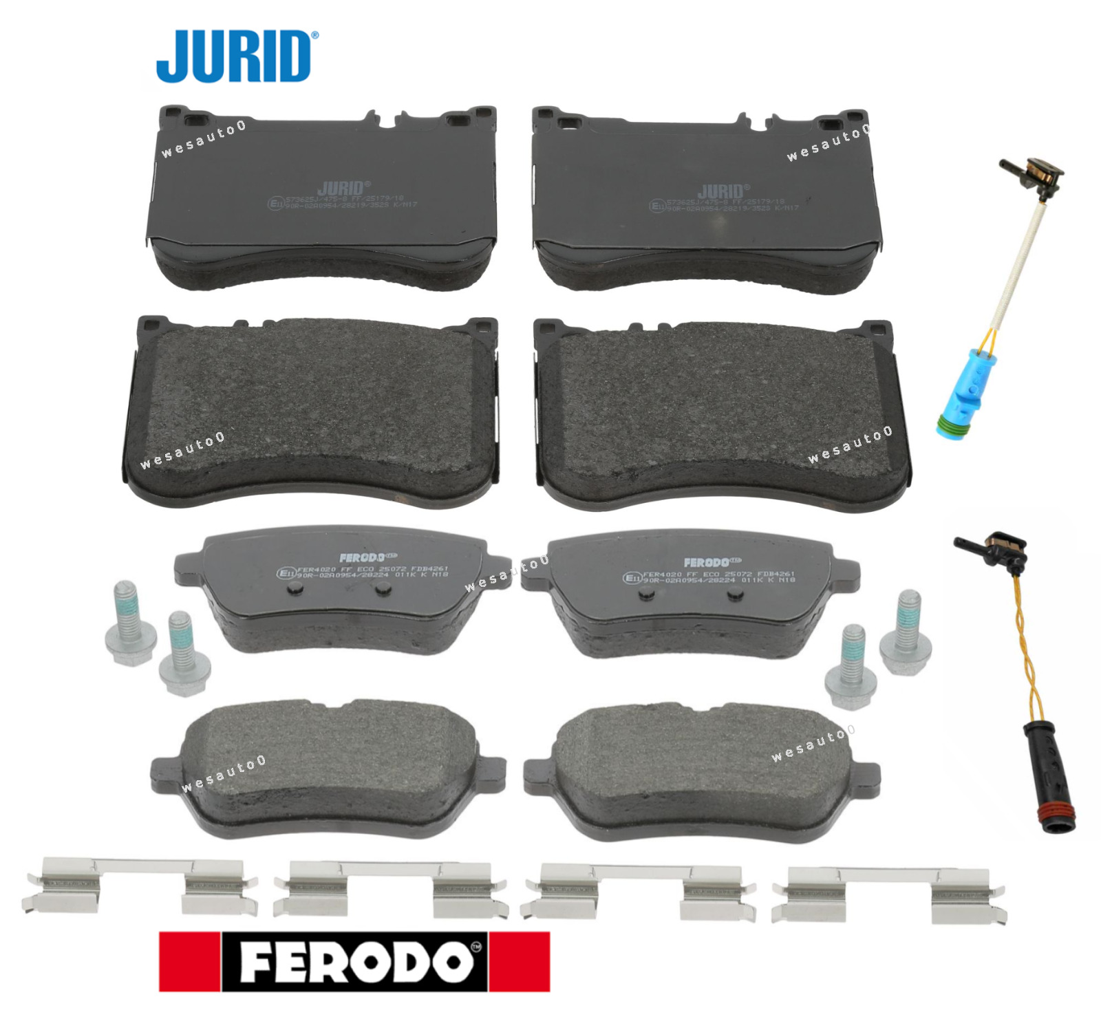 Front Brake Pad & Rear Brake Pad Set + Sensors OEM for Mercedes S450 S550 S560