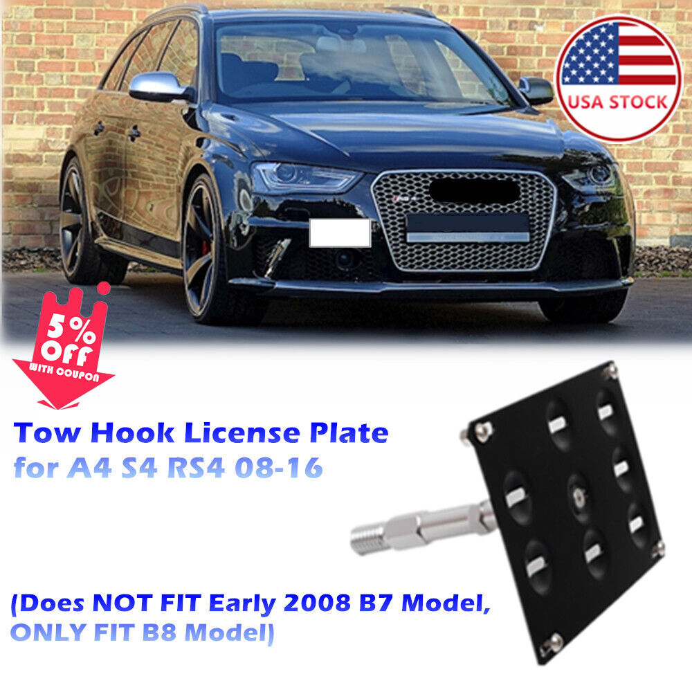 Tow Hook License Plate Holder For Audi A4 S4 RS4 2008-2016 (ONLY FIT B8 MODEL)