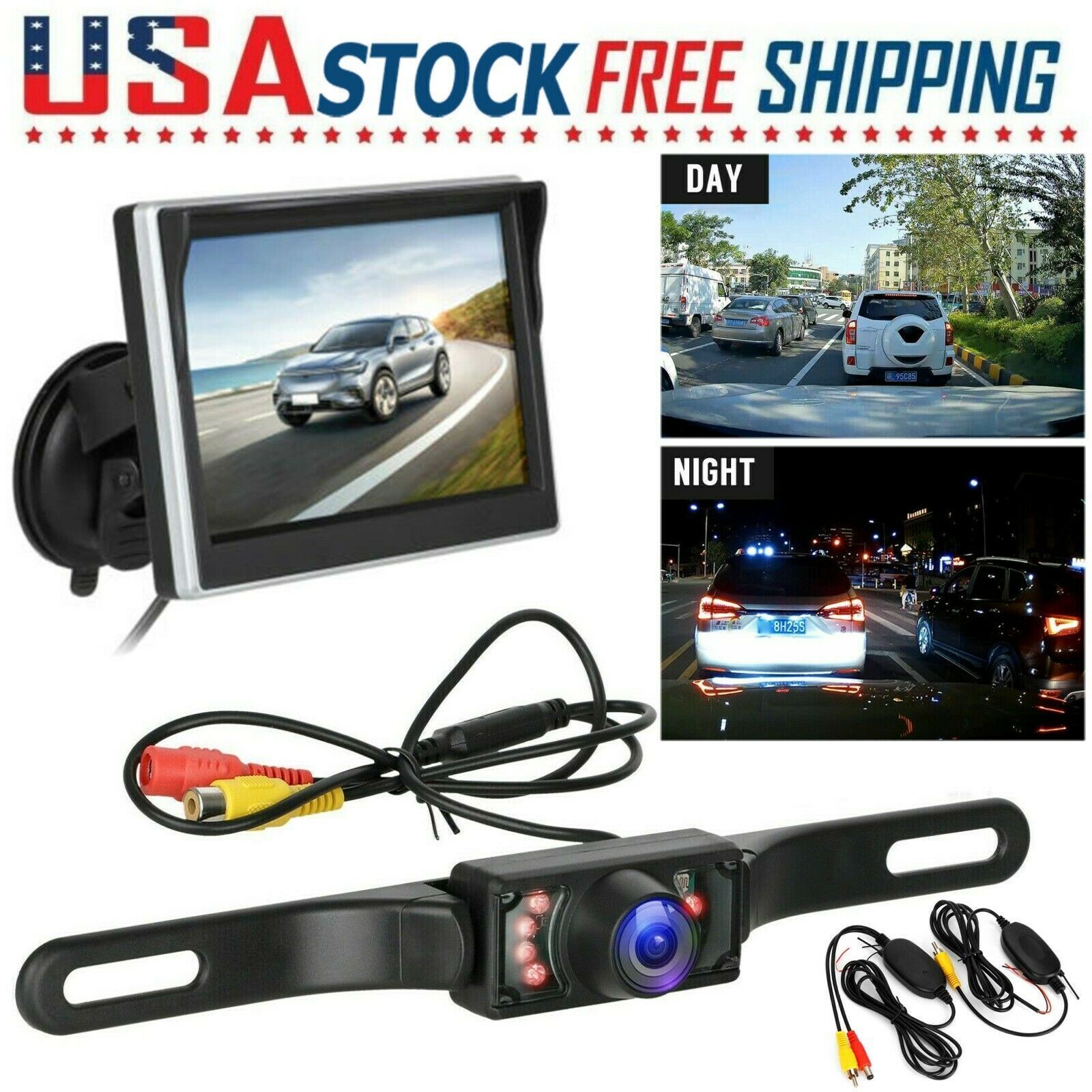 Wireless Car Rear View Backup Camera Parking System Night Vision +5