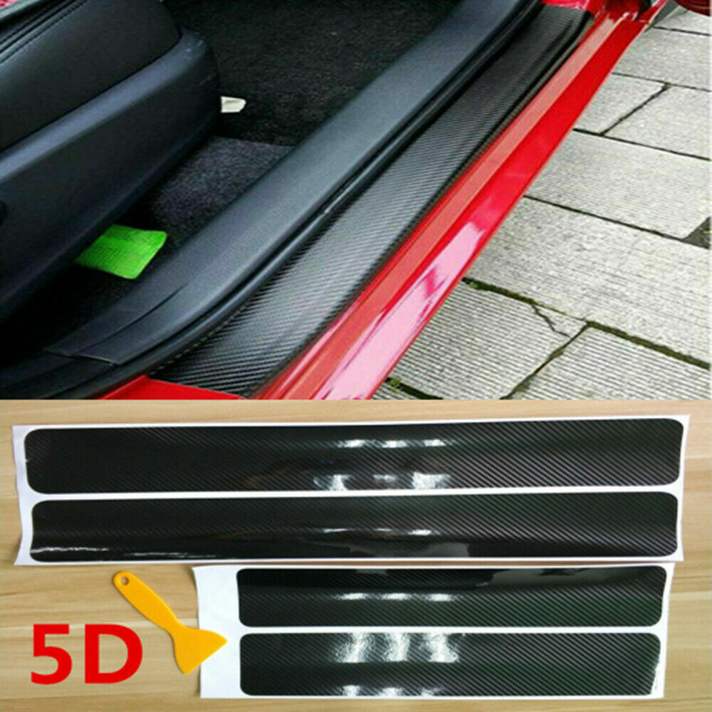 4X Accessories Car Stickers Carbon Fiber Door Sill Protector Scuff Plate Trim