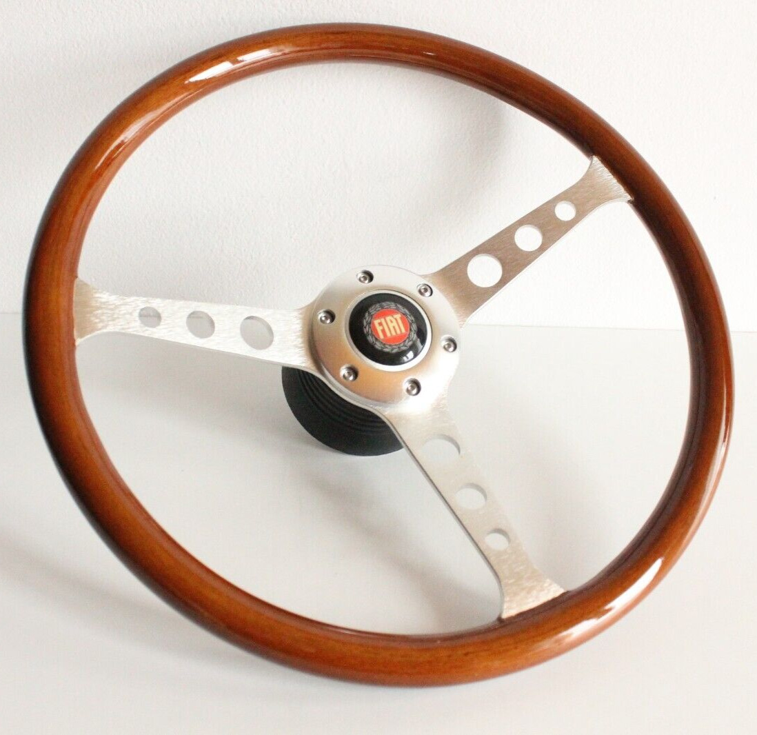 Steering Wheel Wood Chrome fits For FIAT 124 125 128 850 1100  Berlina Coupe 