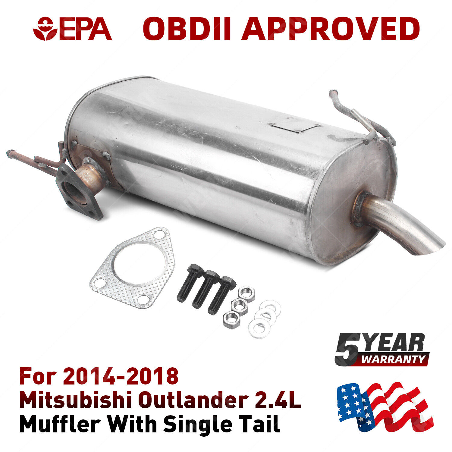 Fits 2014 To 2018 Mitsubishi Outlander 2.4L Muffler (with Single Tail) New USA