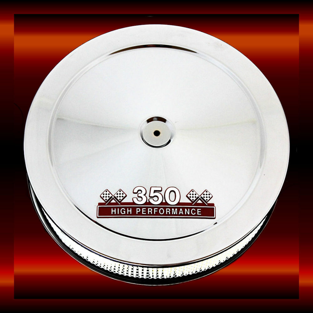 Chrome Air Cleaner For Small Block Chevy 350 Engines 350 Emblem Chrome & Red SBC