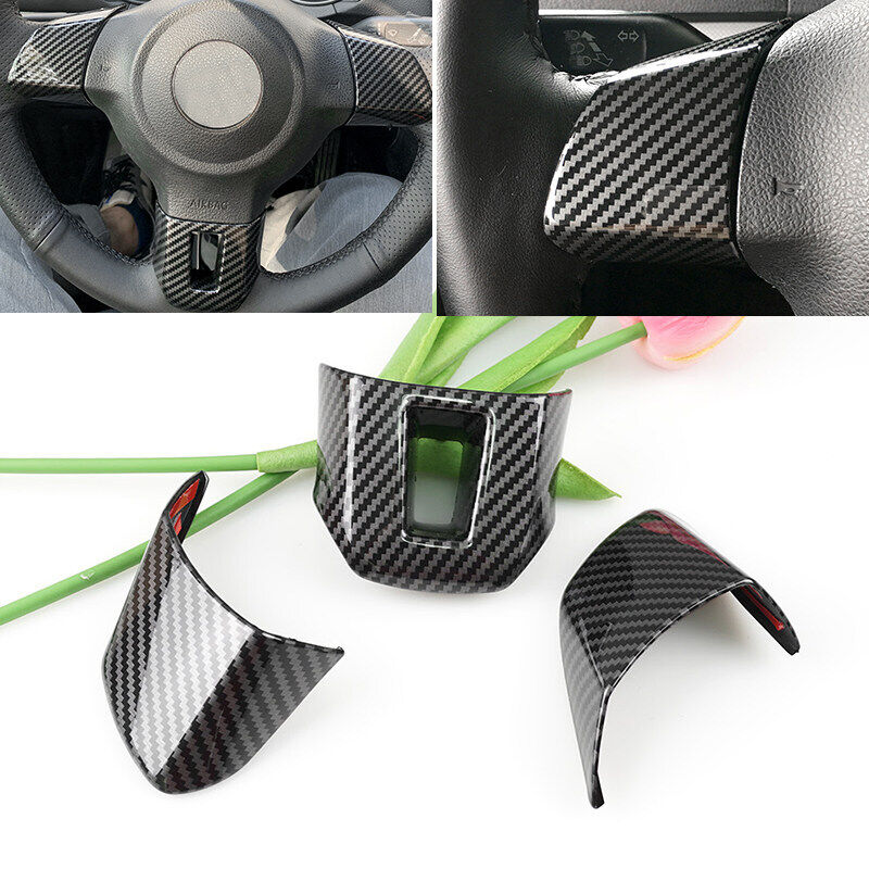 For VW Golf 6 Mk6 Bora Polo Jetta Carbon Texture Steering Wheel Panel Cover Trim