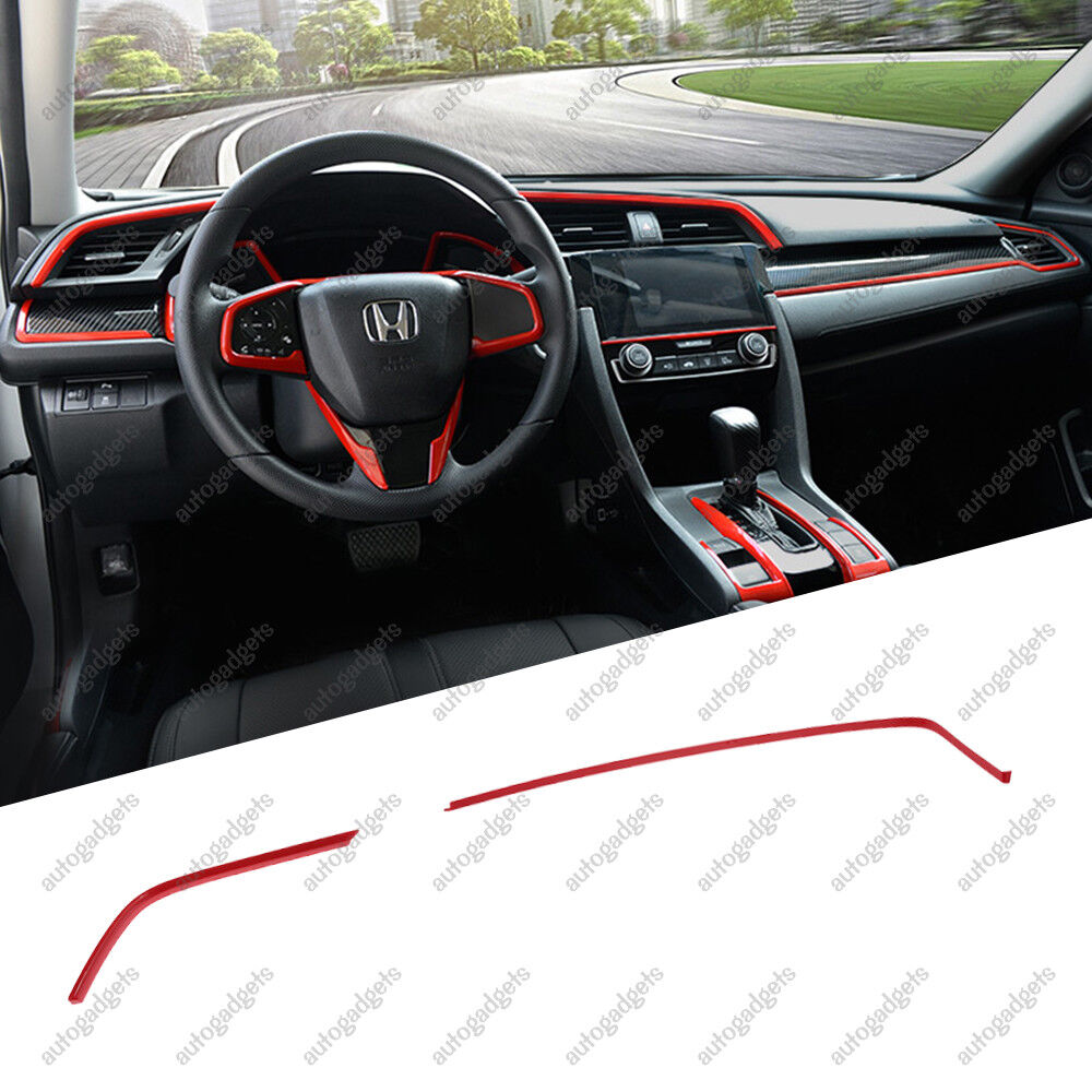 2X For Honda Civic 10th 2016-2019 ABS RED Air Condition Outlet Cover Frame Trim