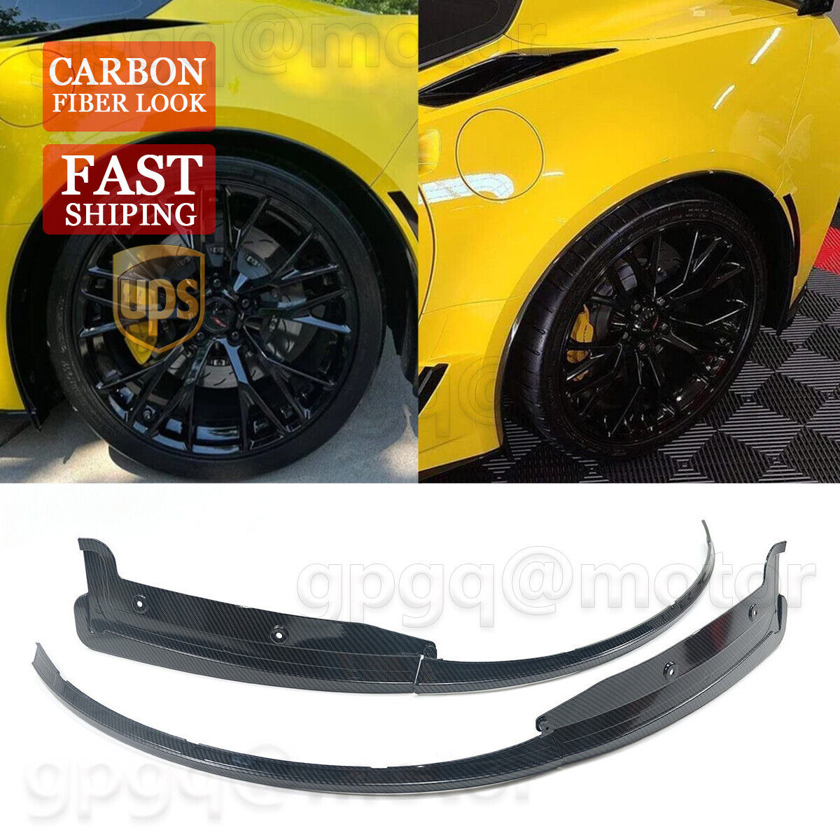 For Corvette C7 Z06 2014-2019 Carbon Rear Quarter Extension Pair Wheel Arch Trim