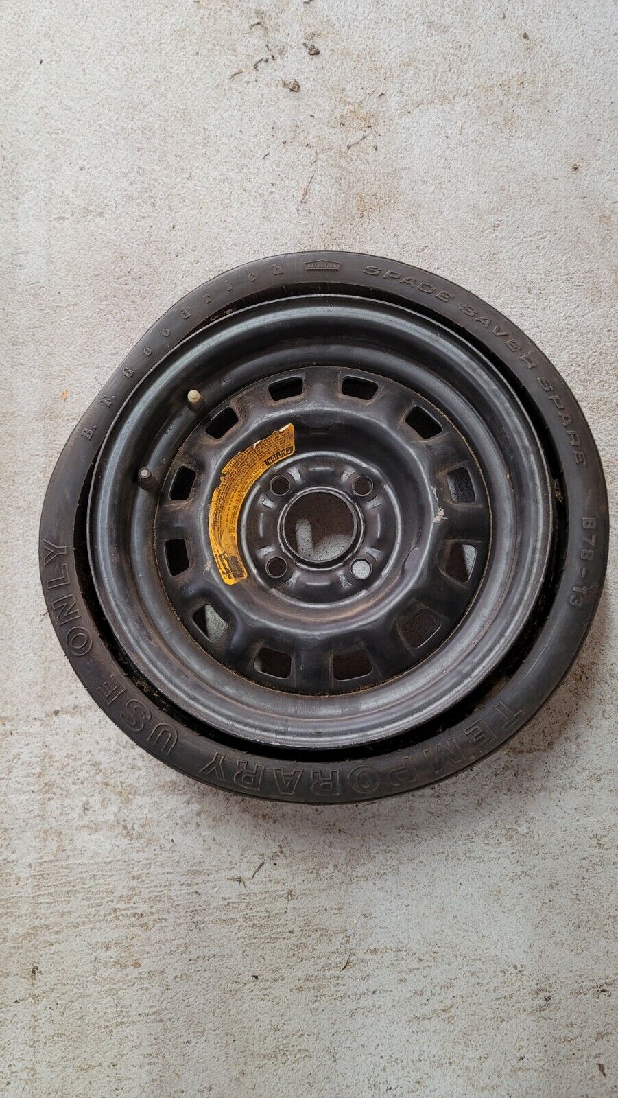 1971 72 73 74 75 76 77 78 79 80 Chevy Vega Monza BFG space saver spare tire 