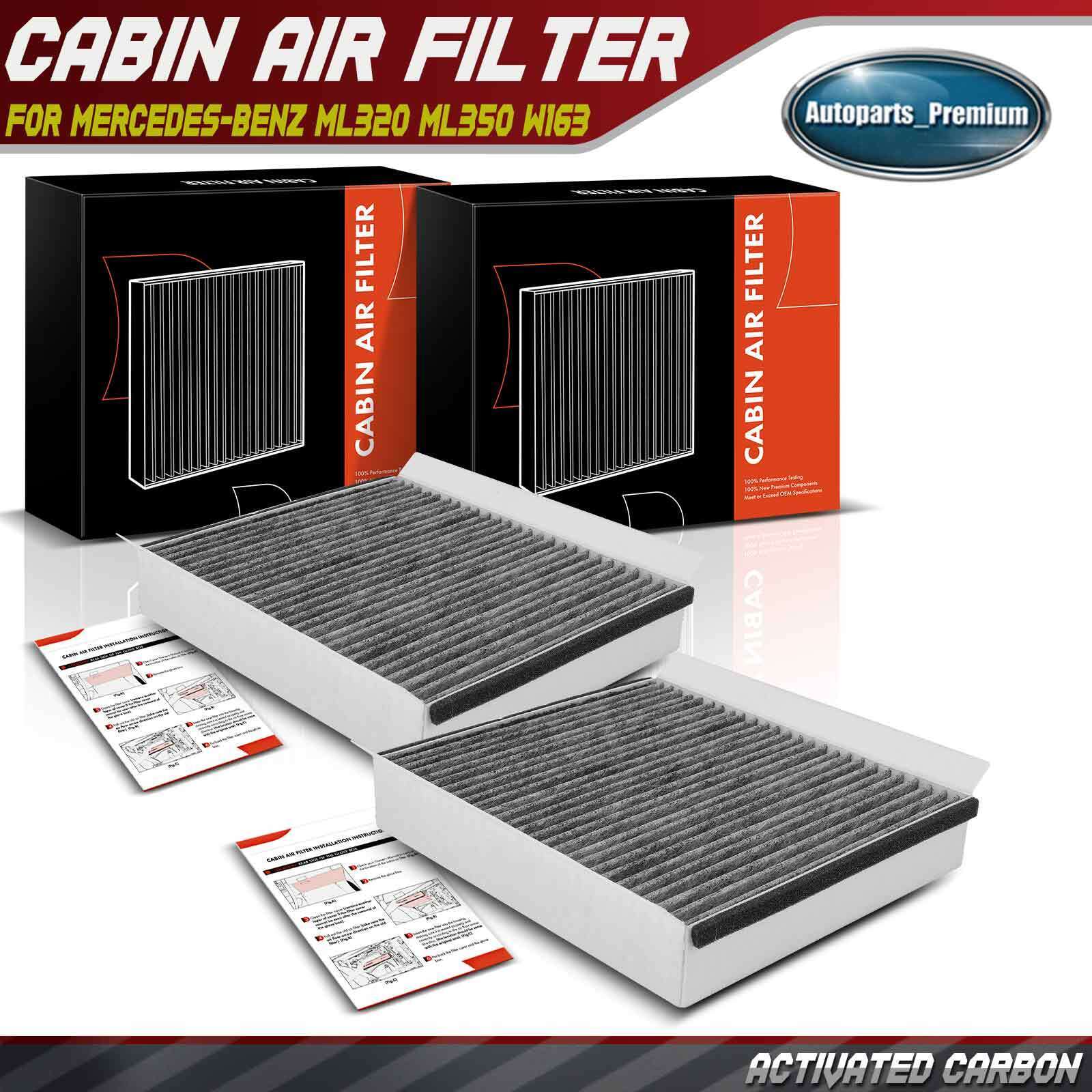 2x Front Activated Carbon Cabin Air Filter for Mercedes-Benz ML320 ML350 W163
