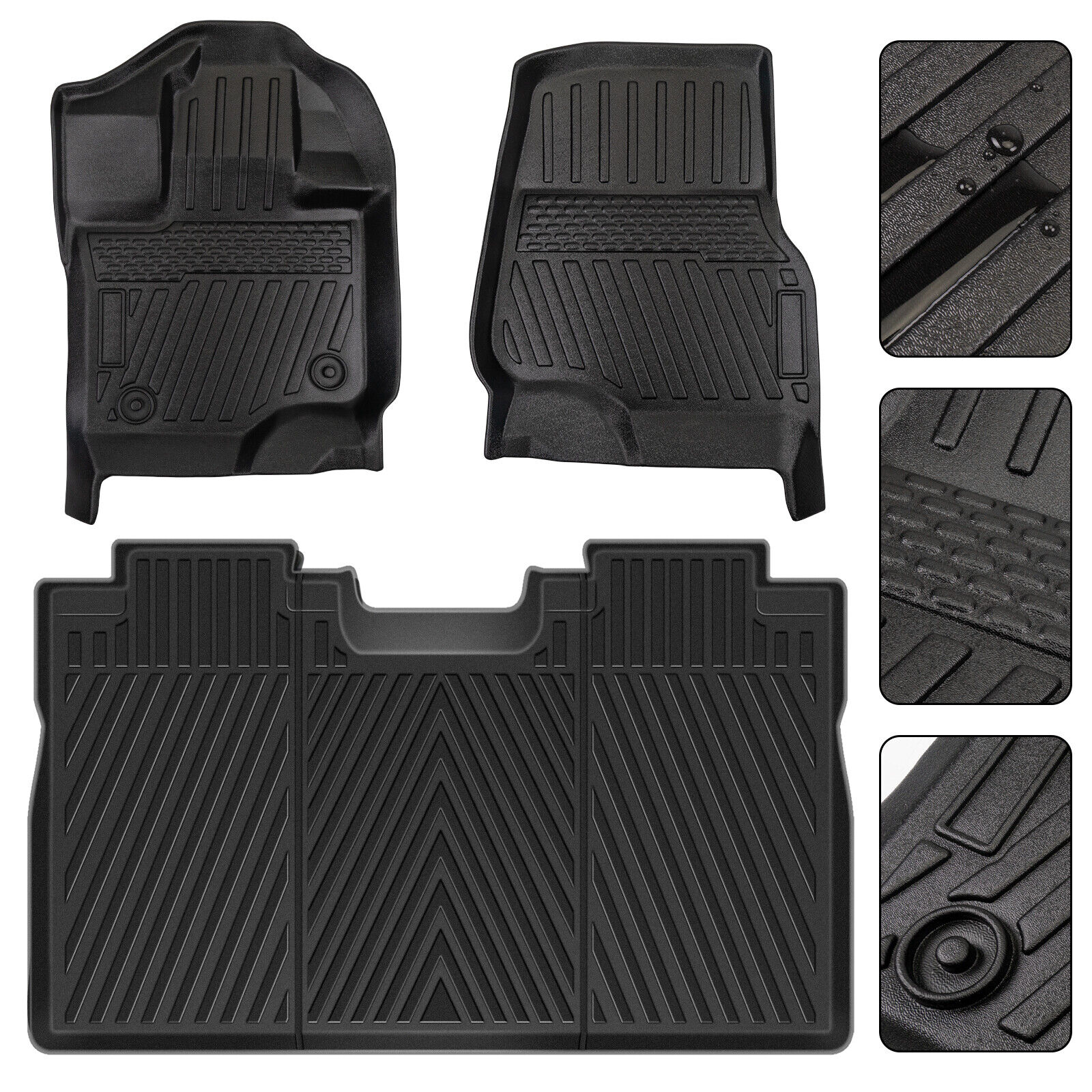For 2015-2024 Ford F-150/F-150 Lightning Super Crew Cab TPE Floor Mats Protector