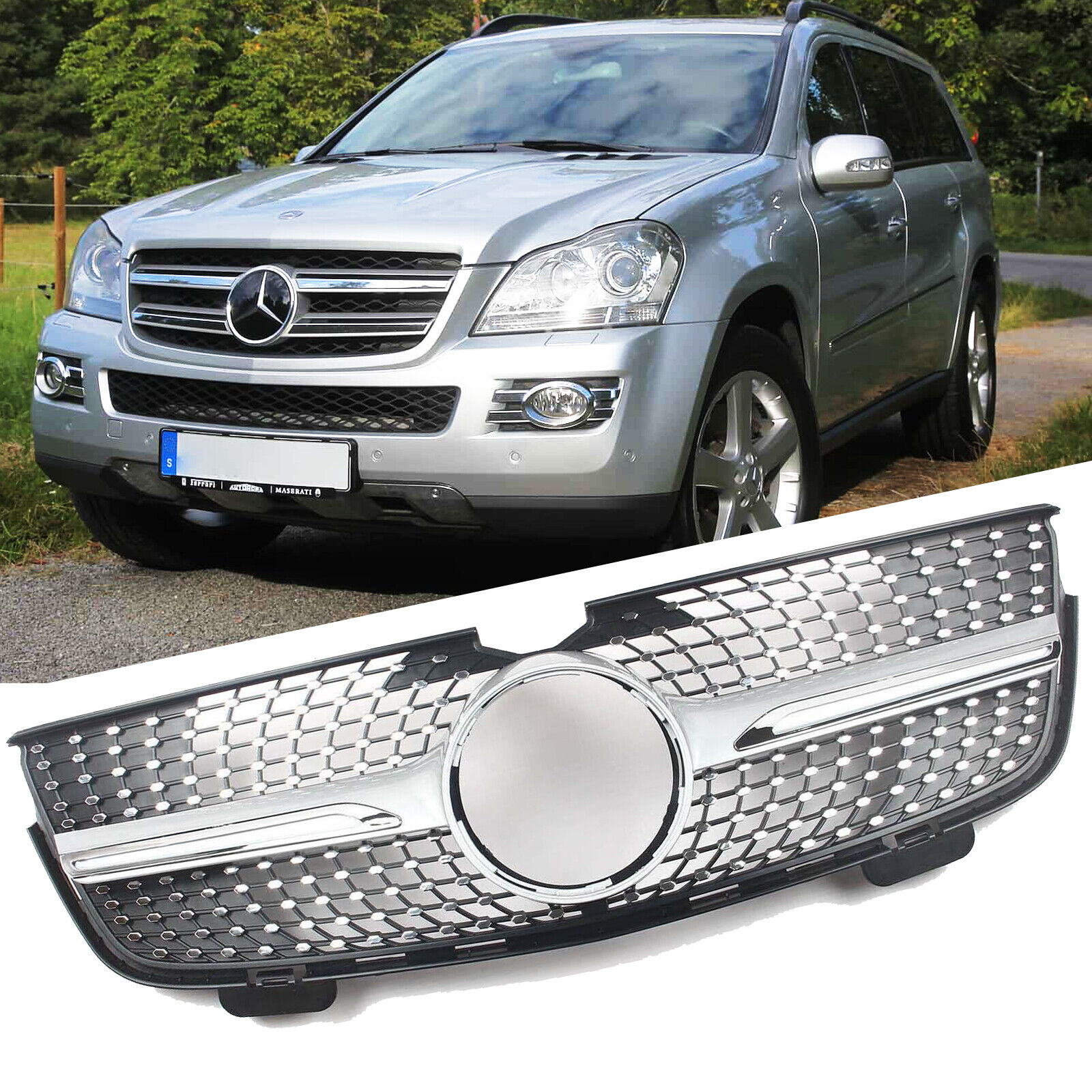 For 2007-2009 Mercedes-Benz X164 GL350 GL450 Diamond Style Front Grille Chrome