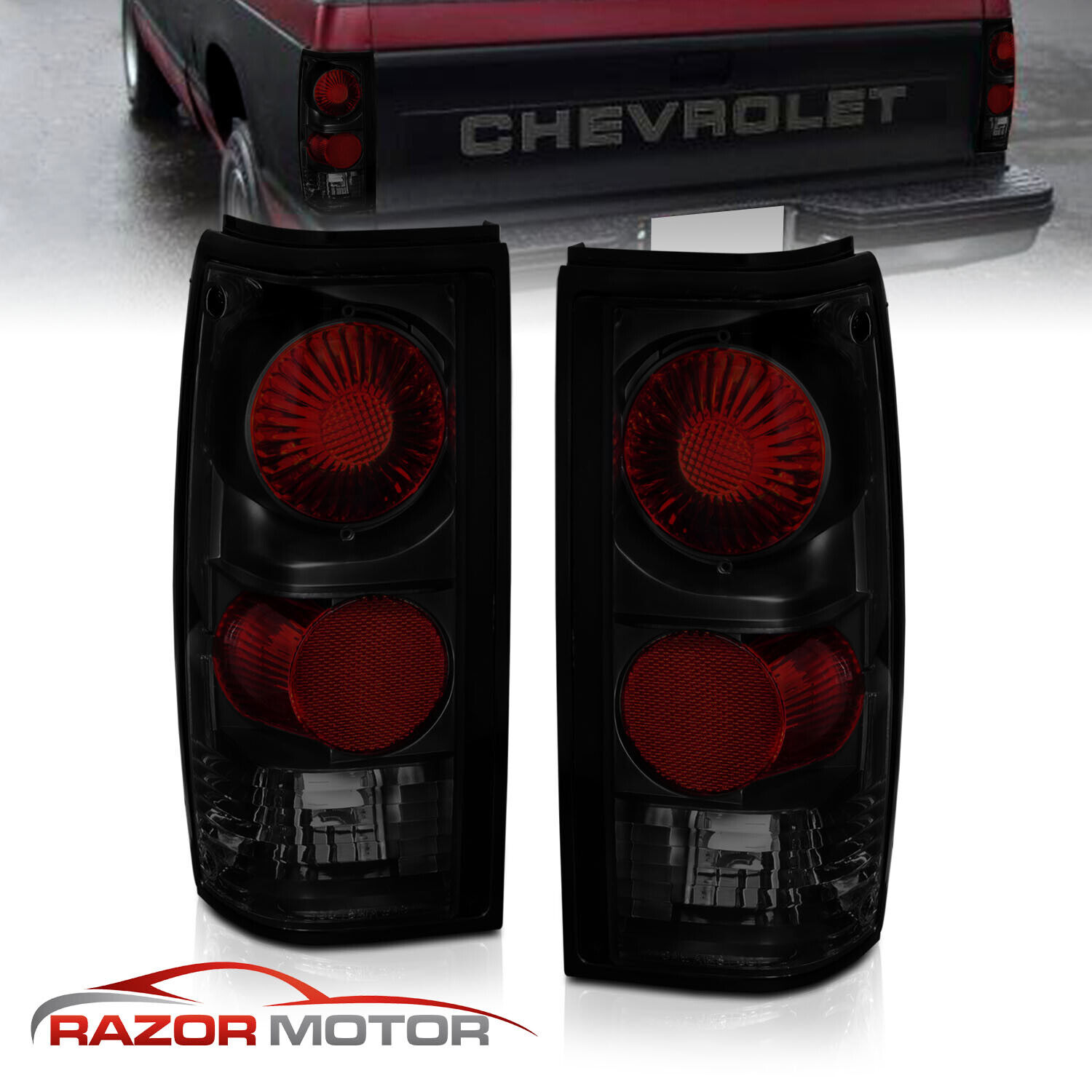 82-93 For Chevy S10 Pickup/GMC Sonoma Truck Dark Smoke Brake Tail Lights Pair