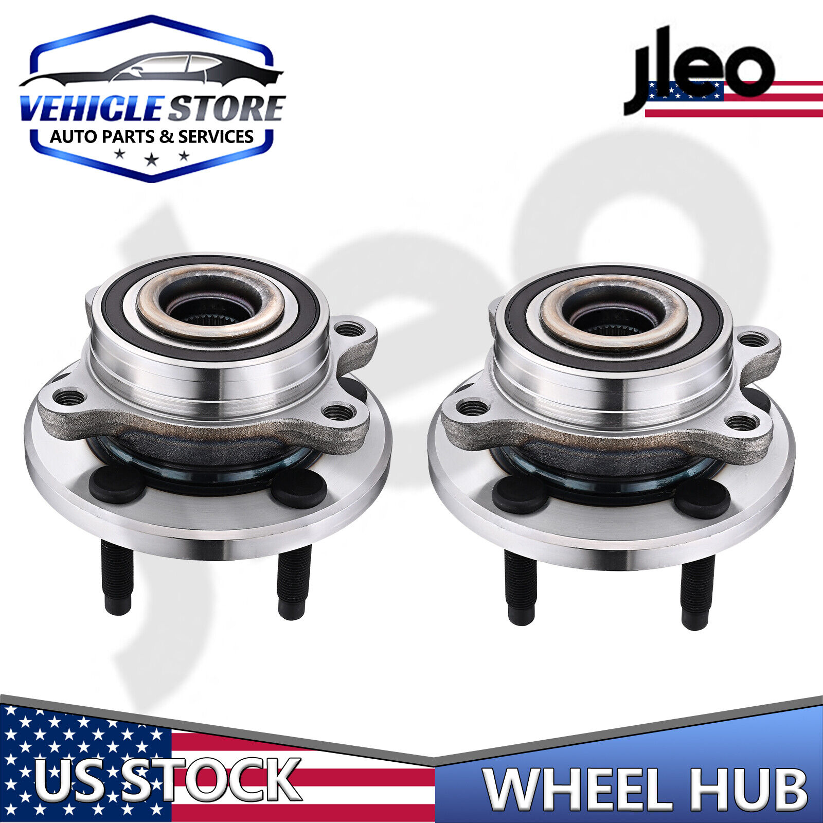 Pair Front Wheel Hub and Bearings for 2010-2019 Ford Taurus Flex Lincoln MKX MKT