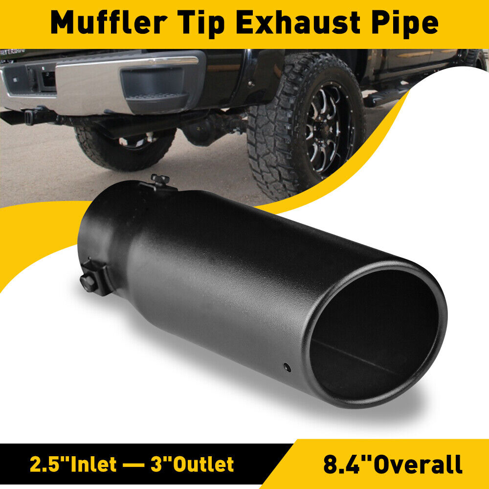 Car Tip Exhaust Muffler Pipe Stainless Coating Steel Long Fit inch 1.4-2.5 Black