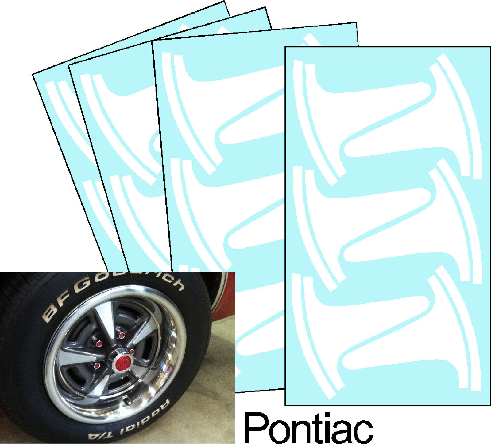 Pontiac Firebird Rally II Wheel Paint Mask Stencil Kit for 15” rim