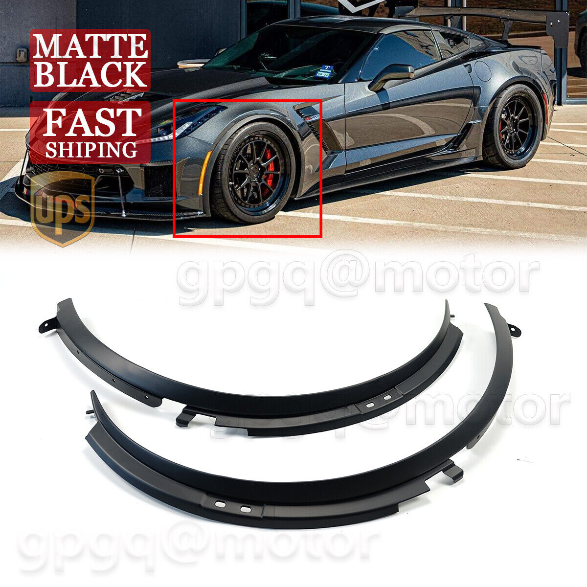 For Corvette C7 Z06 2014-2019 1 Pair Matte Black Front Wheel Trim Fender Flares