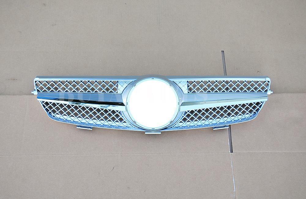 Silver / Chrome ABS Front Grille Fits 2003-2009 Mercedes-Benz W209 CLK350 CLK550
