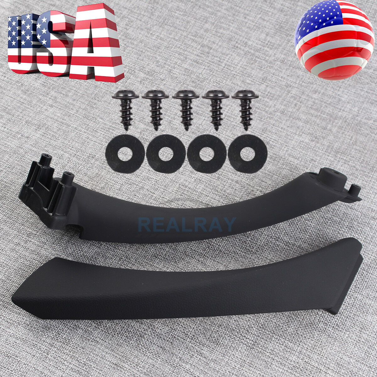Right Side Black Inner+Outer Door Panel Handle Pull Trim Cover for BMW E90 328i