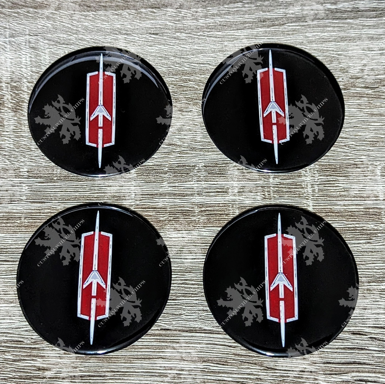 Black and Red Oldsmobile Cutlass Wheel Chips Set of 4 Size 2.25in