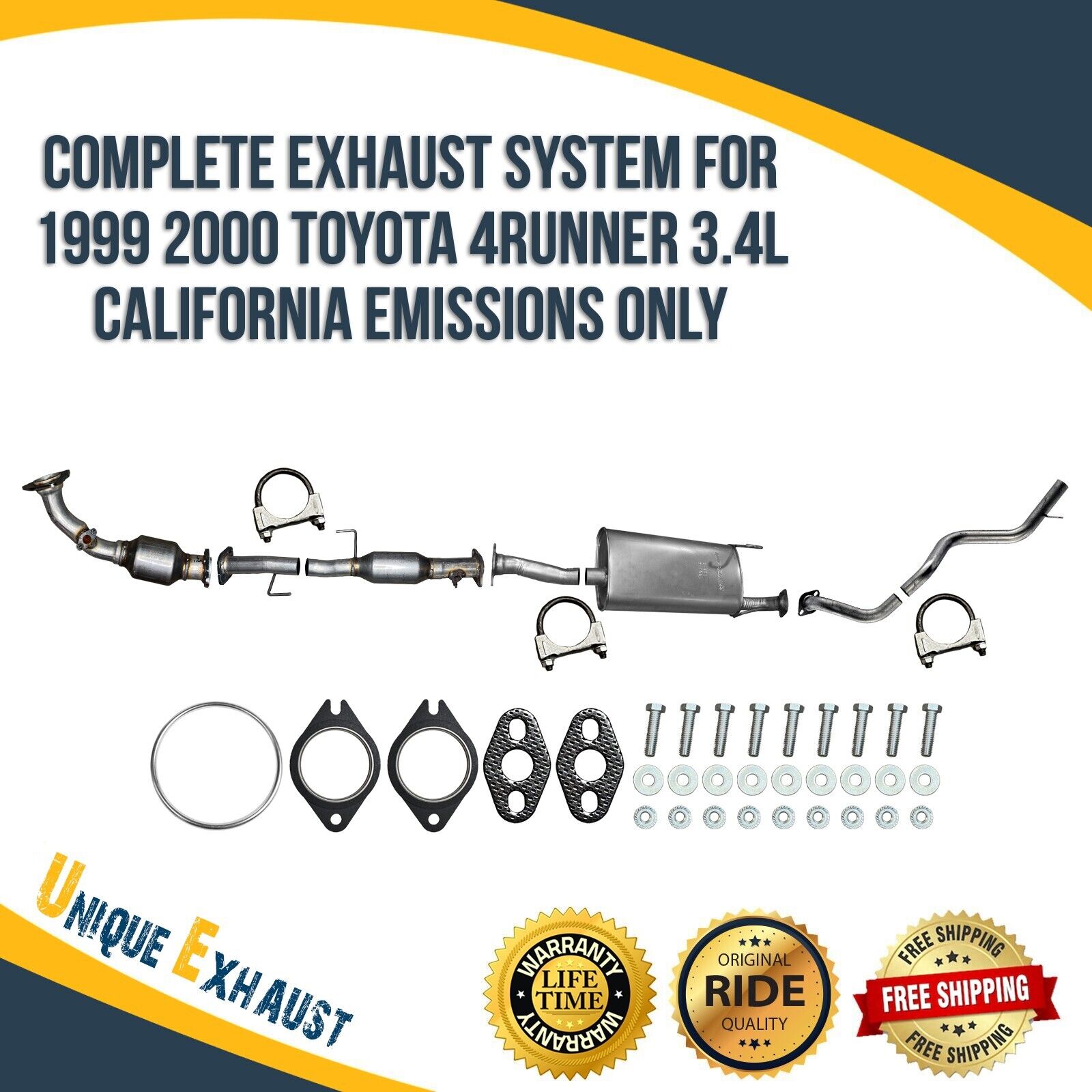 Complete Exhaust System for 1999-2000 Toyota 4Runner 3.4L California Emissions