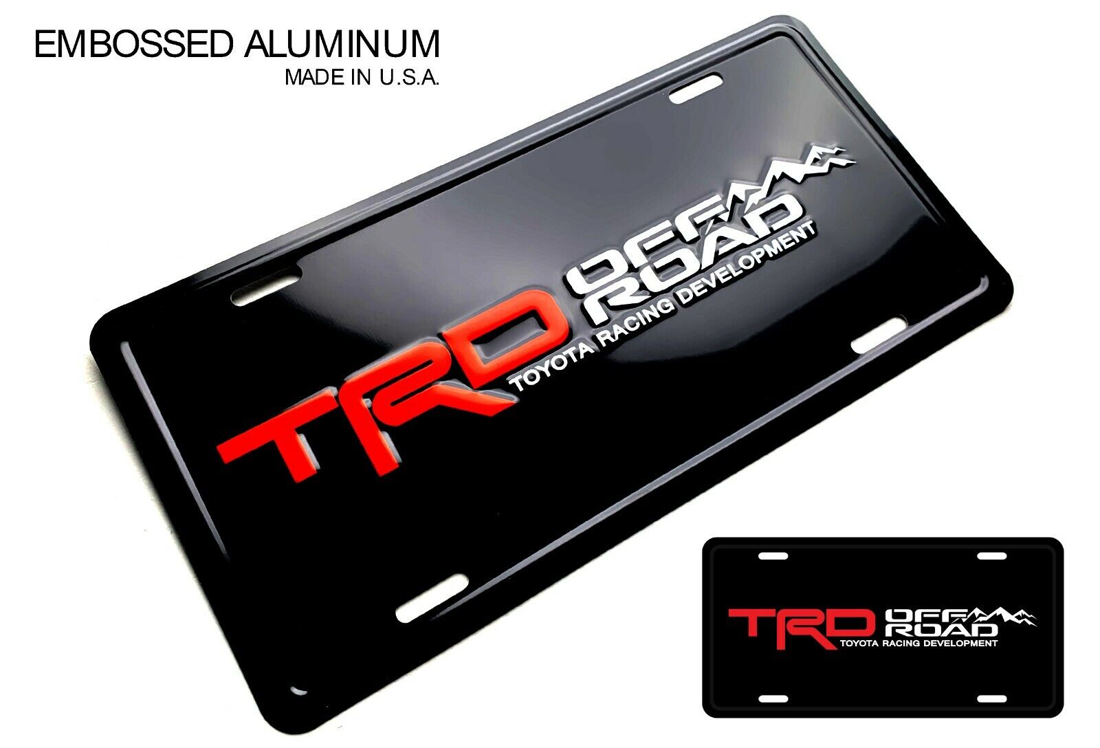 TRD OFF ROAD Embossed Aluminum License Plate Toyota Racing Development Tundra 4R