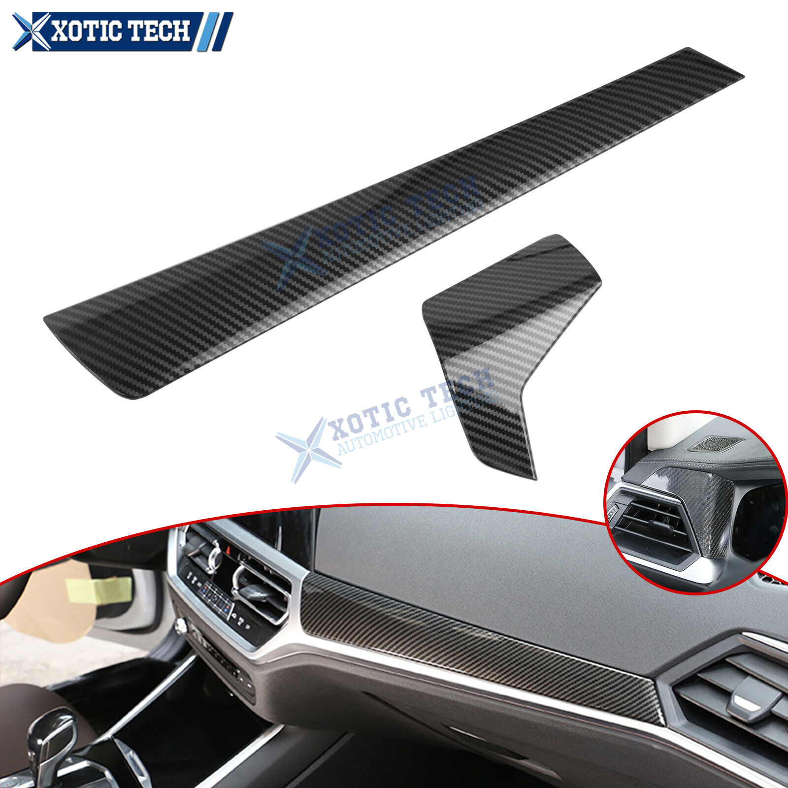 For BMW 3 Series G20 G21 Center Console Carbon Fiber Style Dashboard Panel Cover