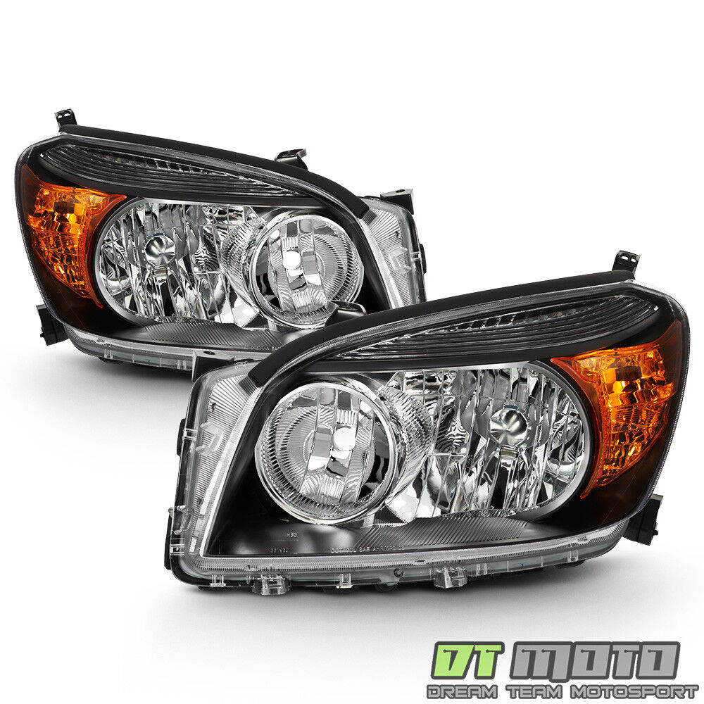For 2006 2007 2008 Toyota RAV4 Headlights Black Headlamps Replacement Left+Right