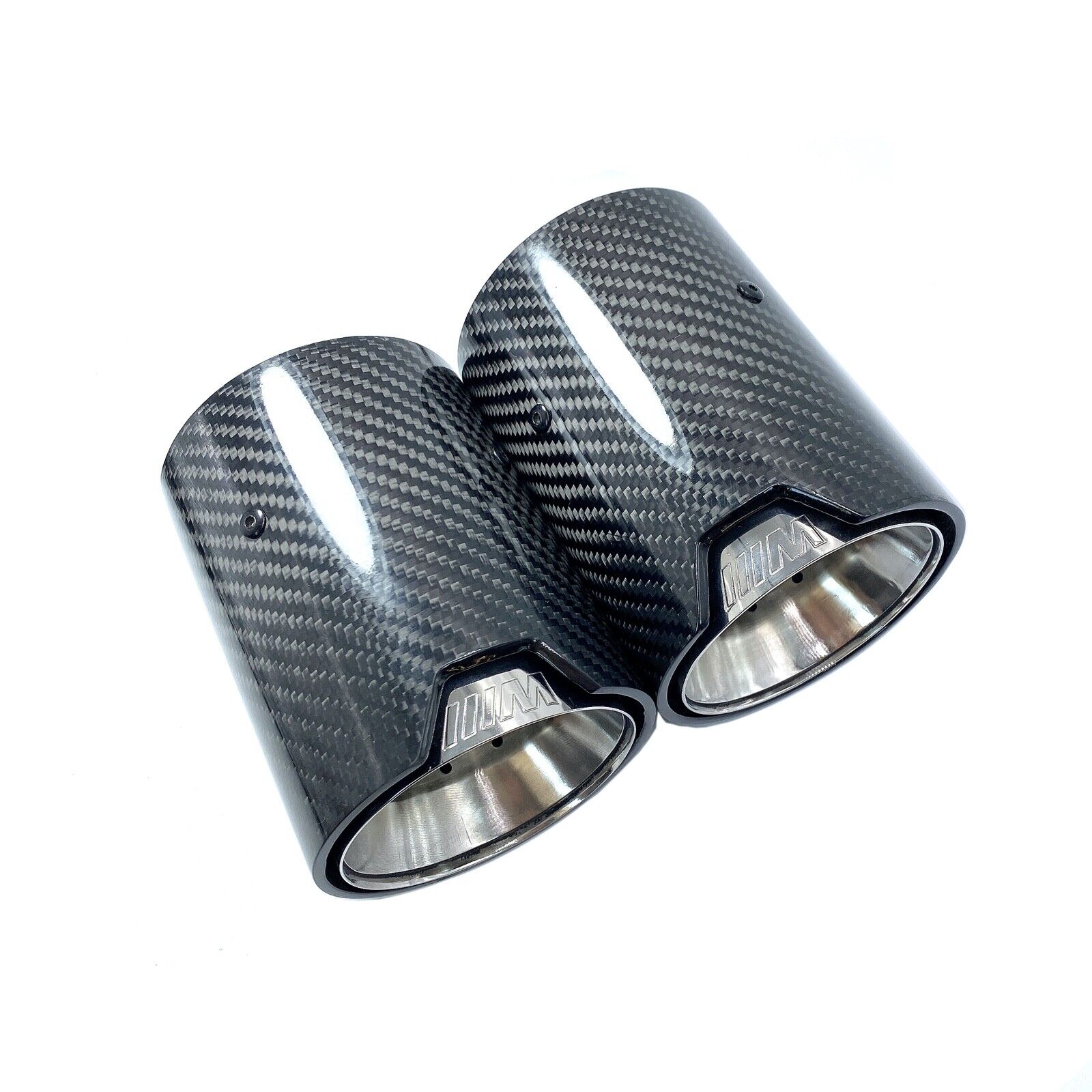 2Pcs Glossy Carbon Silver Exhaust tip for BMW M2 M3 M4 M135i M235i M140i M240i