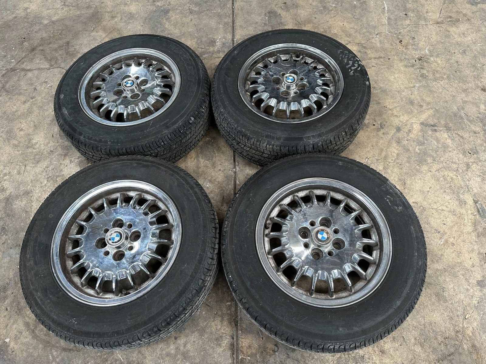Factory 14'' Alloy Rim Painted Set Wheels CHROME BMW E30 325E 325I OEM 156K
