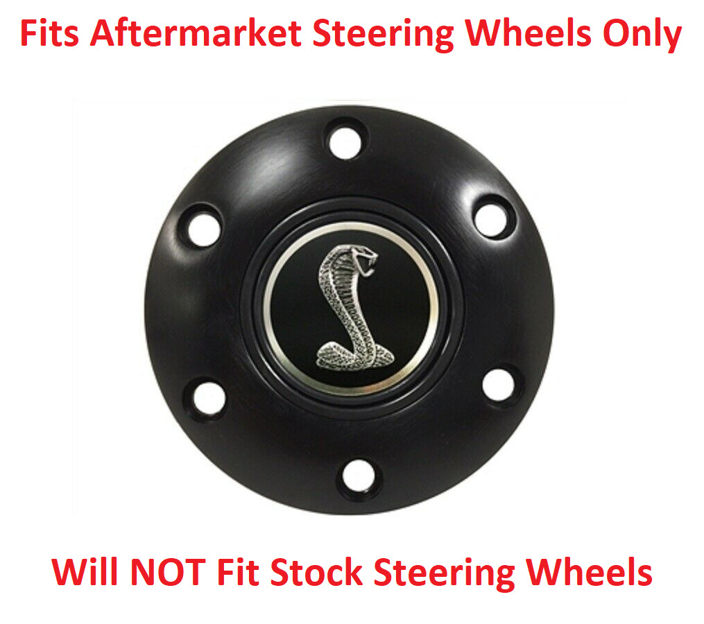 Black Steering Wheel 6 Hole Horn Button w/ Shelby Cobra Tiffany Snake Emblem
