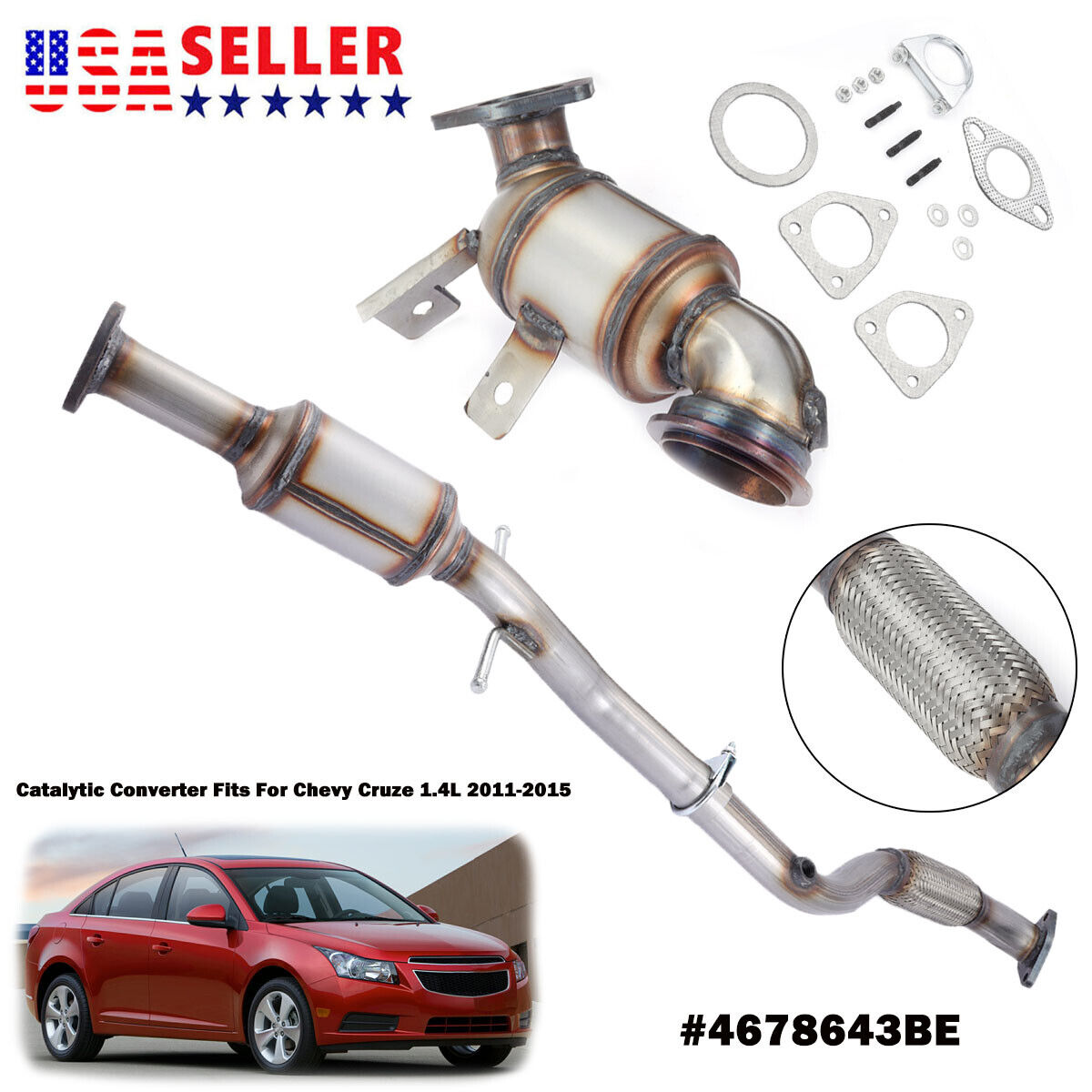 Both Front & Rear Catalytic Converters For Chevy Cruze 1.4L 2011-2015 #4678643BE
