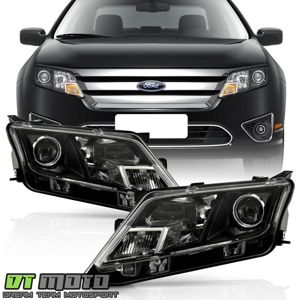 2010 2011 2012 Ford Fusion Black Projector Headlights Headlamps Pair Left+Right