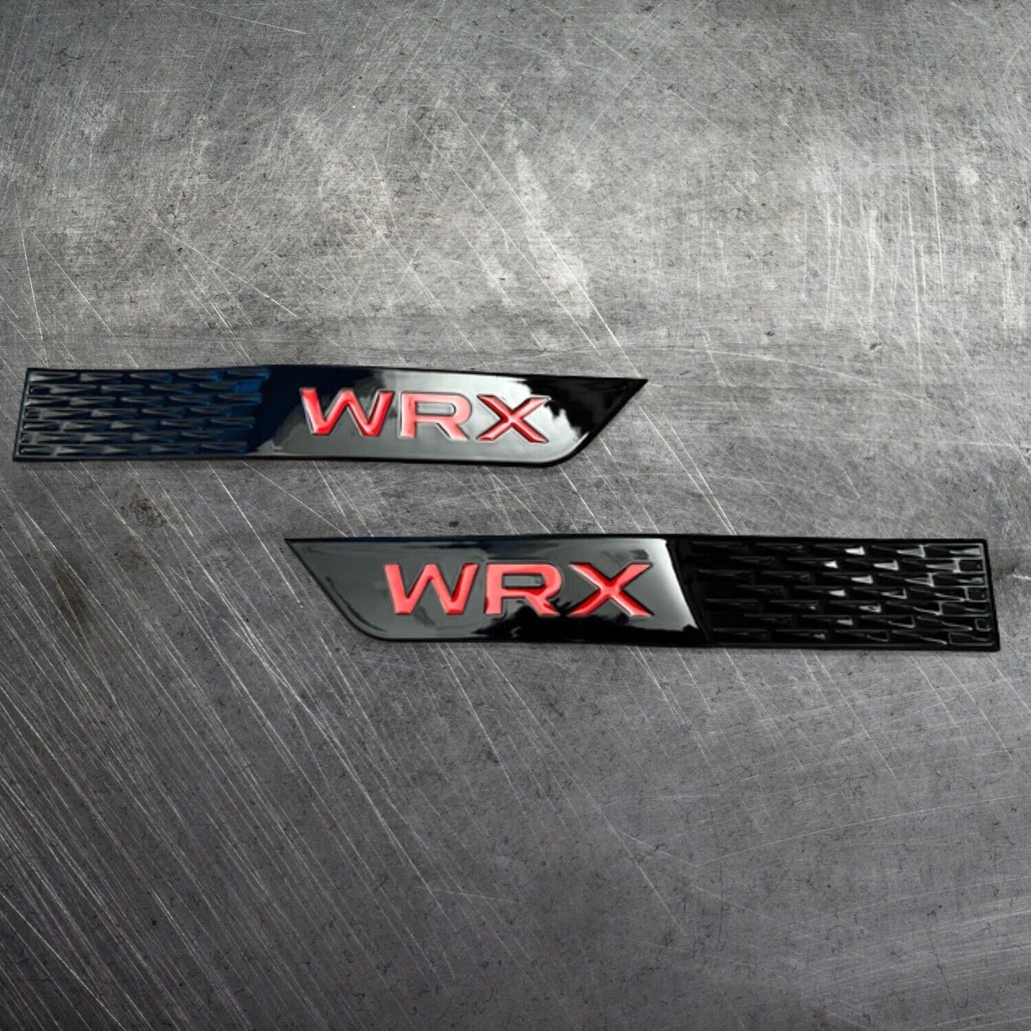 WRX Fender Badge Emblem Gloss Black and Red 2015-2021 Left + Right Aftermarket