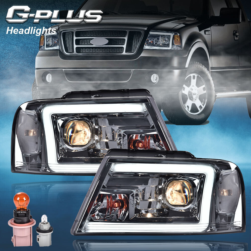 Fit For 04-08 Ford F-150/Mark LT LED DRL Projector Headlight/lamps Chrome/Smoked