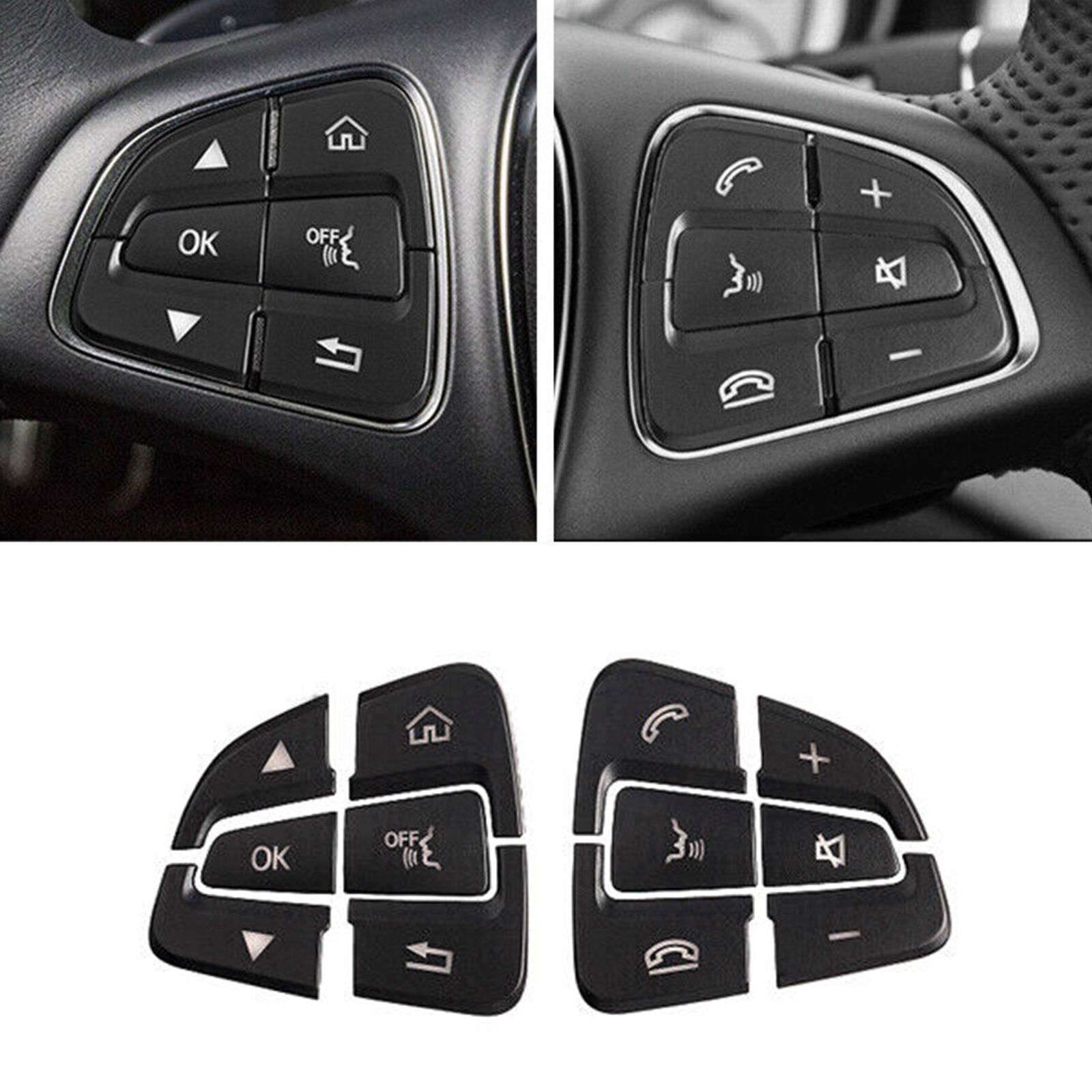 Steering Wheel Button Black Trim For Mercedes Benz GLC C Class W205 2015-2018