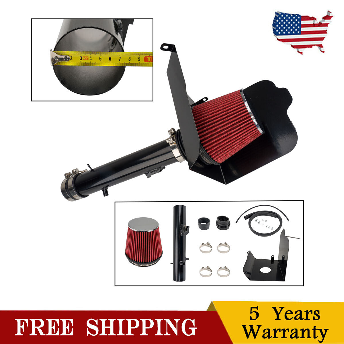 For 2005-2011 Toyota Tacoma V6 4.0L Red Cold Shield Air Intake Kit + Filter New