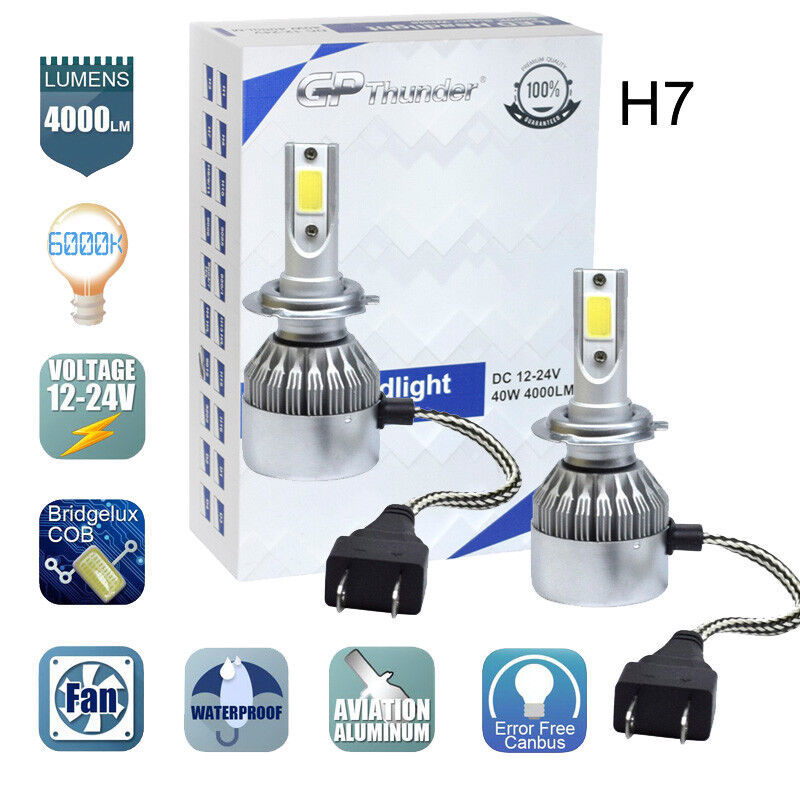 H7 LED Headlight Bulb Conversion Kit High Low Beam Lamp 6000K White 2 Bulbs New