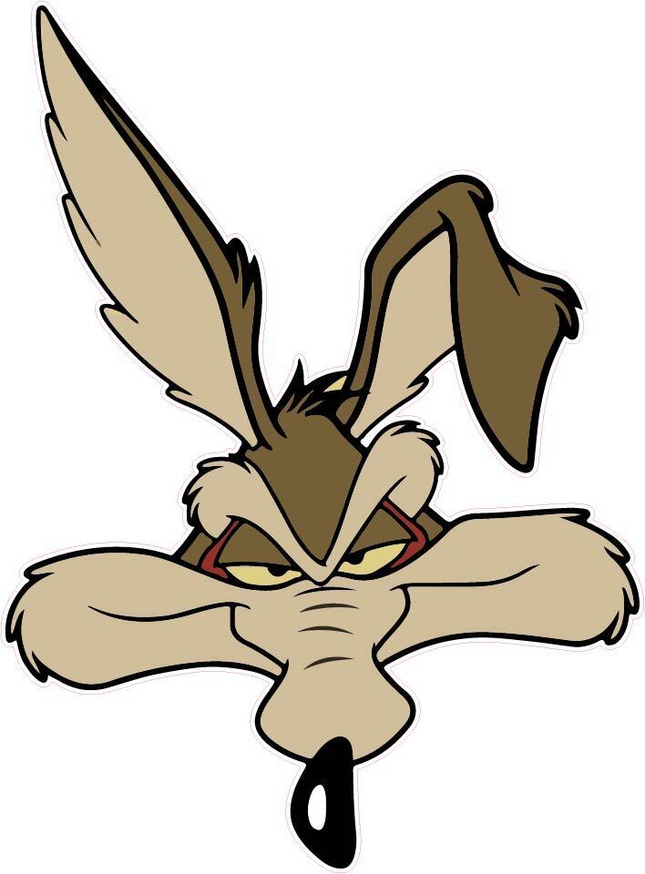 Wile E. Coyote Face Road Runner Vinyl Bumper Sticker Window Decal Multiple Sizes