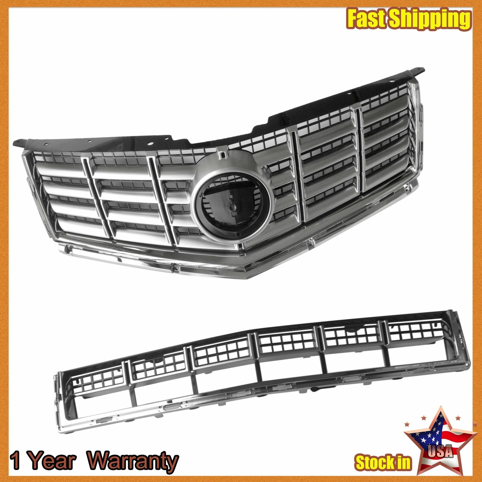 Set Of 2 Front Upper Lower Bumper Grille Fit 2013-2016 Cadillac SRX 22738992