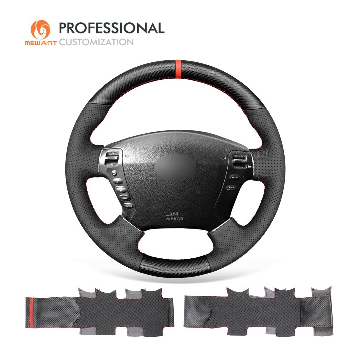 MEWANT Stitch PU Leather Carbon Fiber Steering Wheel Cover for Nissan Fuga Cima