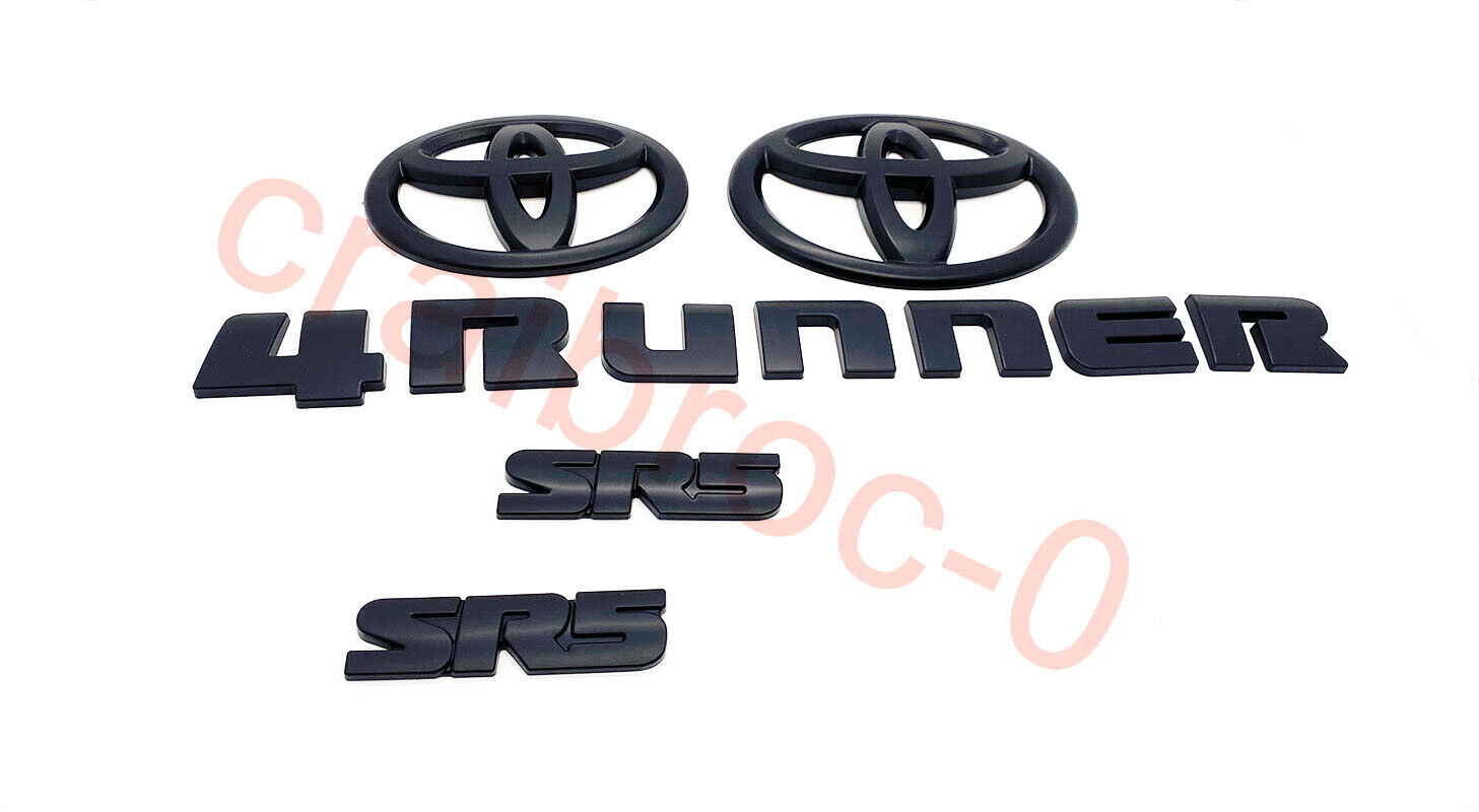 Overlay  New 2014-2024 Toyota 4Runner SR5 Matte Black Out Emblem Kit 5 pcs OEM