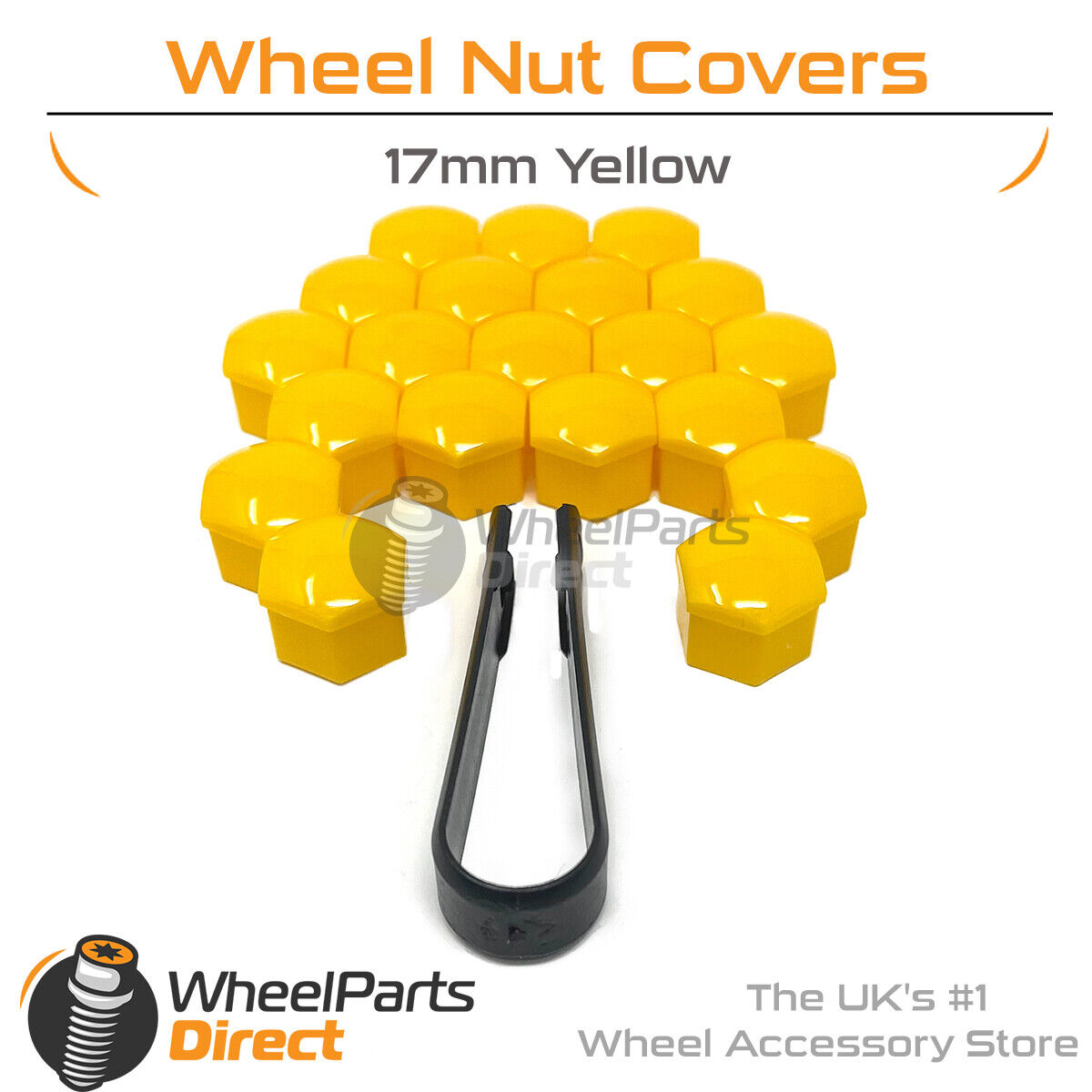 Yellow Wheel Nut Bolt Covers 17mm GEN2 For VW Golf R32 [Mk4] 02-04