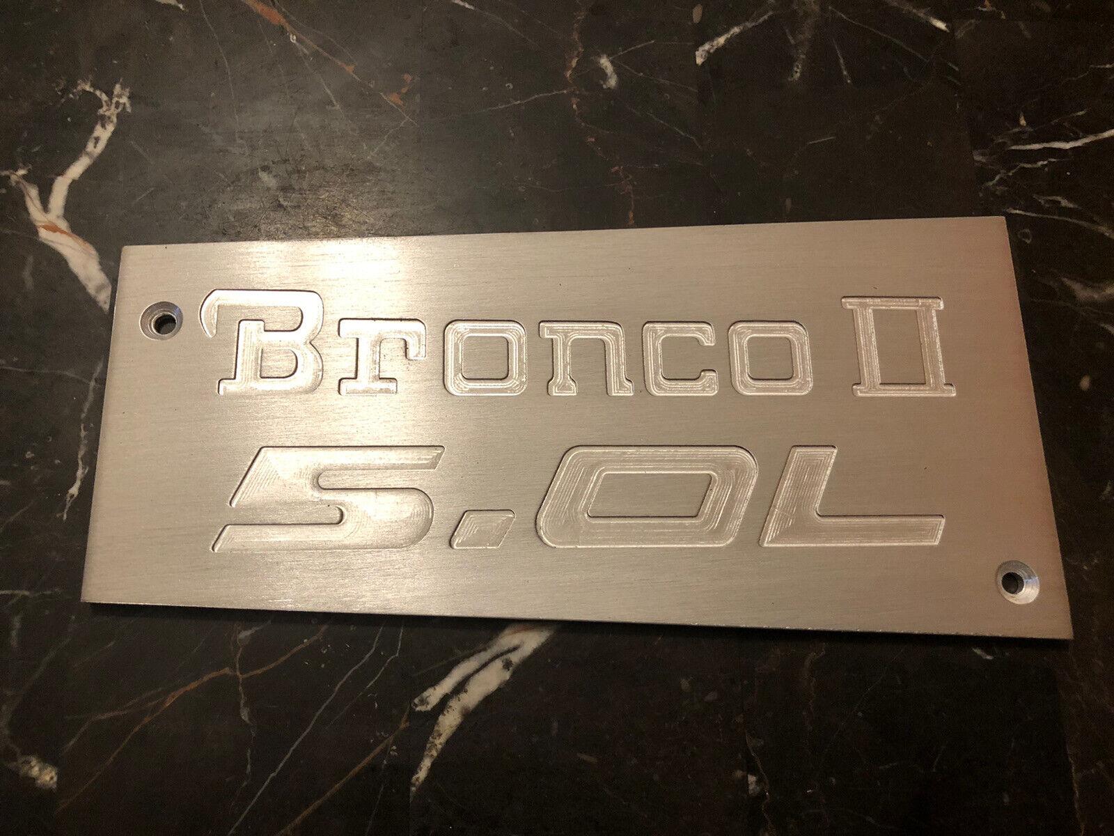 Ford Mustang 5.0 custom aluminum intake manifold plaque BRONCO II REVERSED